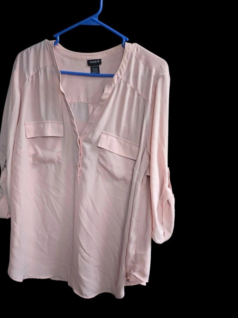 Torrid Harper Blouse Pink Blush Georgette Ruffle Tab Sleeve Top Women’s 2 2XL